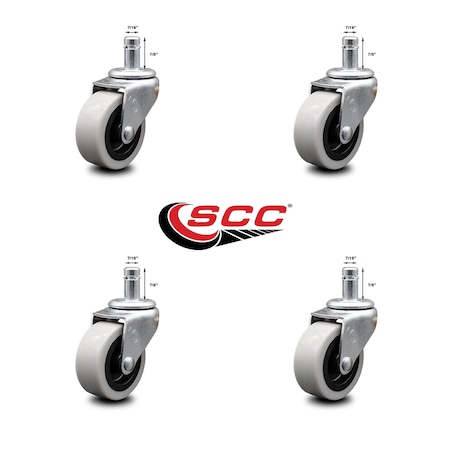 Service Caster 2 Inch Thermoplastic Rubber Wheel 7/8 Grip Ring Stem Caster SCC, 4PK SCC-GR05S210-TPRS-71678-4